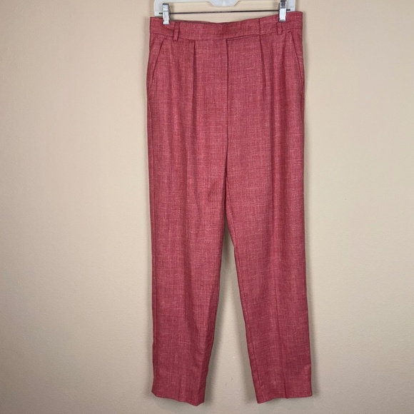 MaxMara Tailleur Sartoriale Light Red Alcano Linen Straight Leg Pants; Women's - Picture 1 of 13